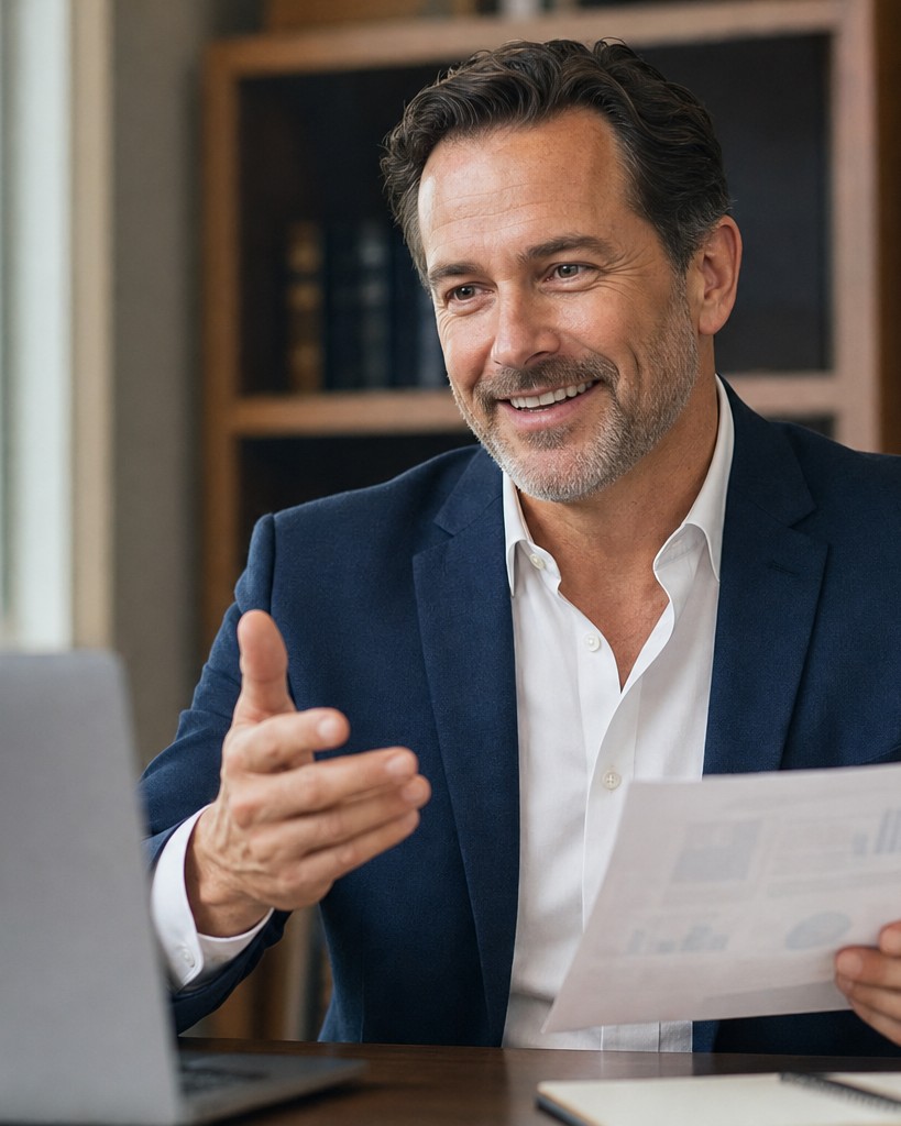 A federal benefits advisor reviewing a personalized benefits analysis with a client on a video call.